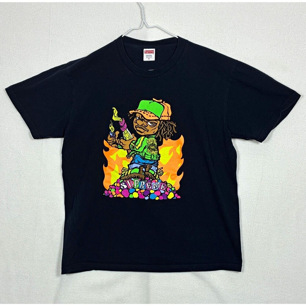 Supreme Black Bear Logo Graphic Print Crew Neck Cotton Tee Men's M RN#101837